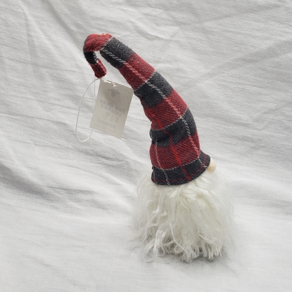 Red Plaid Stuffed Large Gnome Christmas Ornament - Picture 4 of 5
